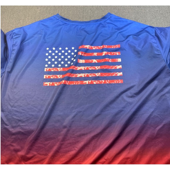 Habit Solar Factor Men's 2XL Long Sleeve Red‎ Blue Gradient USA Flag - Picture 7 of 9